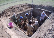 Excavation at the burial of Lampa II (Megino-Kangalasky region)